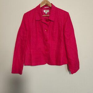 Talbots Petites 100% Irish Linen Jacket Blazer sz 12 Pink Coastal Grandma Preppy